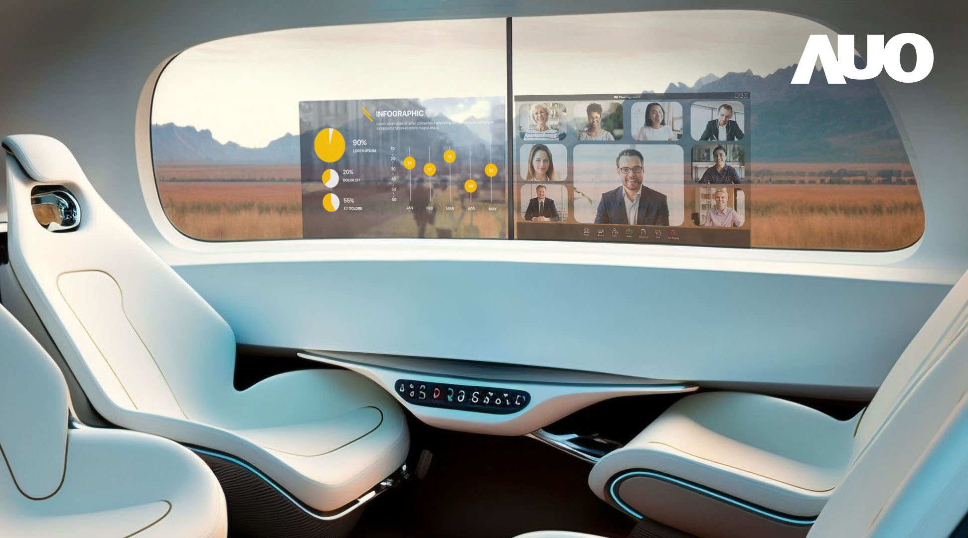 尊龙凯时“交互式透明智能車窗”將高透明、高亮度、清晰的Micro LED顯示器整合到車側窗中，滿足使用者在車內的多元需求，榮獲CES“最佳創新獎”殊榮